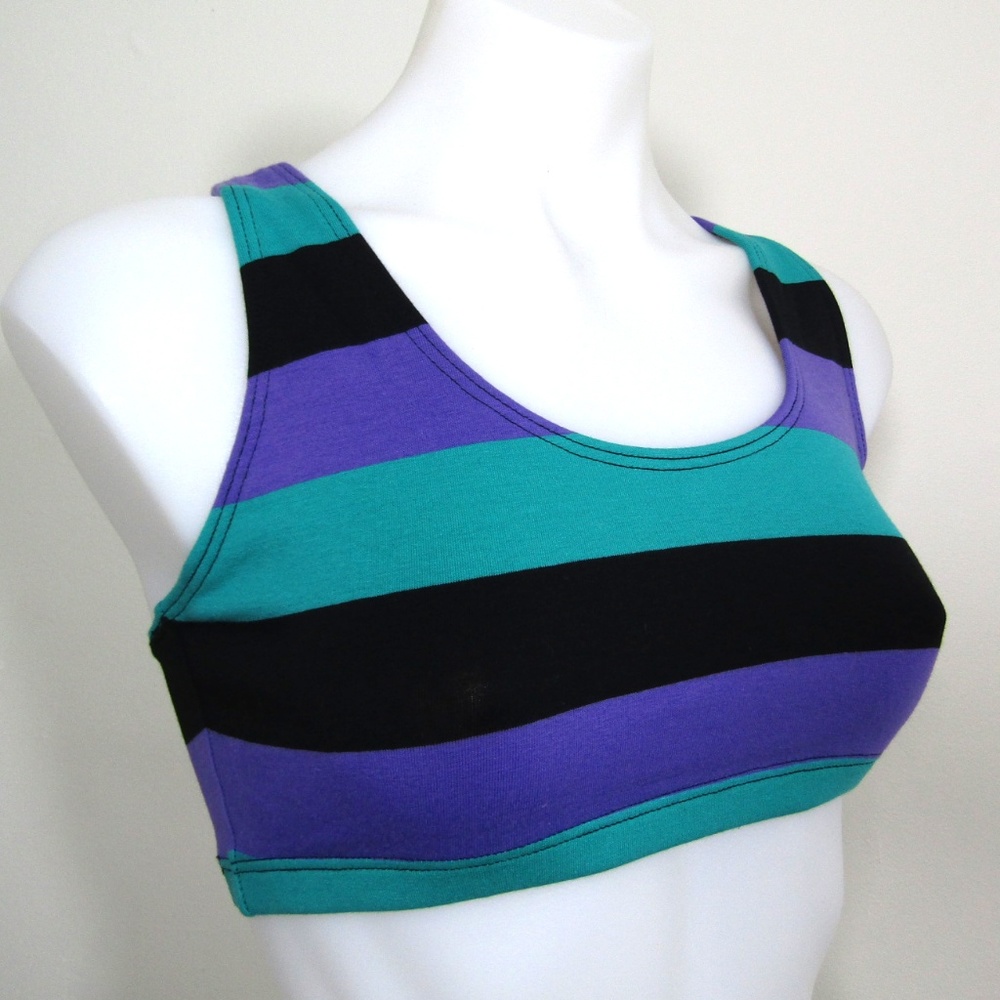 vintage 90s wide striped colorblock sports bra